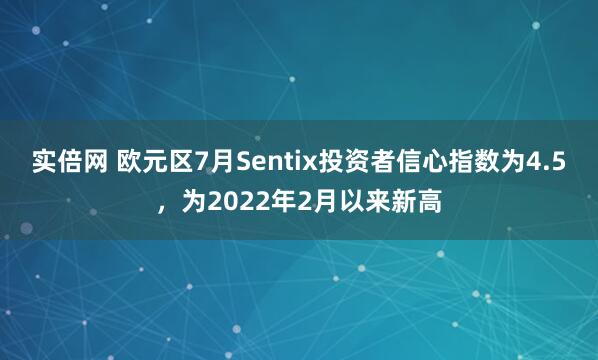 实倍网 欧元区7月Sentix投资者信心指数为4.5，为2022年2月以来新高