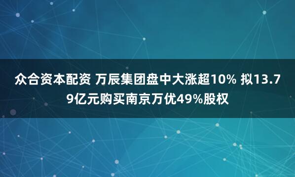 众合资本配资 万辰集团盘中大涨超10% 拟13.79亿元购买南京万优49%股权
