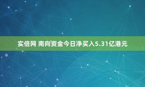 实倍网 南向资金今日净买入5.31亿港元